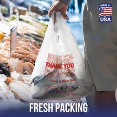 Thank You Plastic T-Shirt Bags 11.5×6.5×21 for Grocery Retail Shopping 50 pack