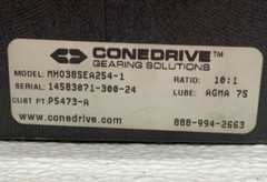 Cone Drive MH038SEA254-1 10:1 Ratio Right Angle Worm Gear Reducer Servo 243G