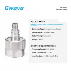 N Male to 2.92mm Female Adapter, DC – 18GHz