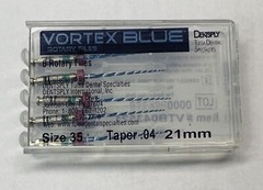 21mm .04 Vortex Blue #35 Rotary Files Dentsply Tulsa Dental Root Canal LOT OF 2