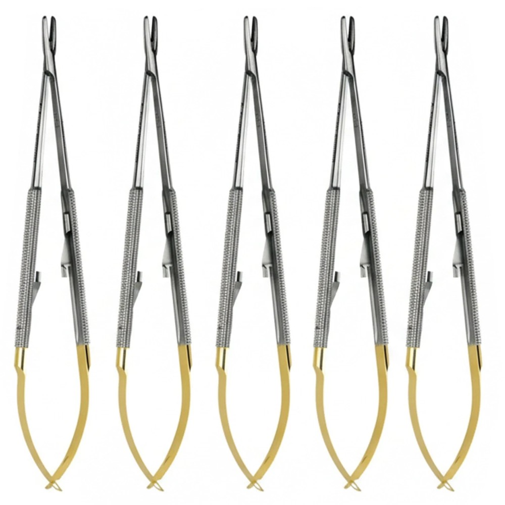 Lot of 5 HU FRIEDY Castroviejo straight Needle Holder 7, 18cm NH5024SiM