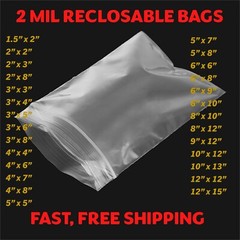 100 Pack Clear Zip Seal Top Lock Plastic Bags 2Mil Reclosable Zipper Baggies