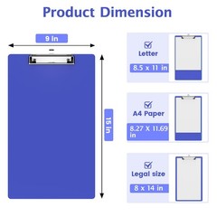 Legal Size Clipboard, Blues 8.5 x 14 Clip Boards for Lawers, Low, Size 9 x 15 in