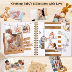 Hiwhy 8 x 8 Inch Scrapbook Photo Album Linen Cover, 8 40 Pages, Beige
