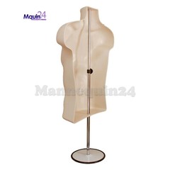 Set of Black & Flesh Male Mannequin Form with Stands Men Torso Body Form