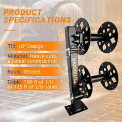 Heavy Duty Welding Reel, Double Fixed Base 10″Dia, Insulated Locking Bolt (No Le
