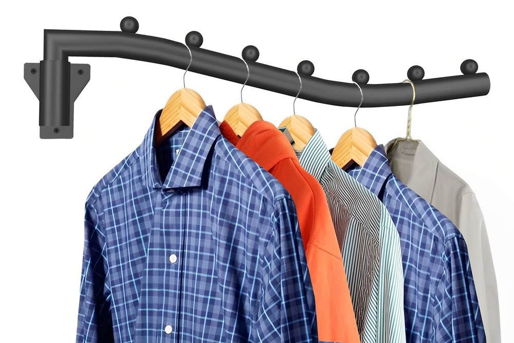 Folding Clothes Hanger Rack Swing Arm Hook Holder Clothing Hanging Garment Dr…