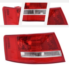 2006-2008 Audi A6 S6 Quattro Halogen Tail Lights Red Clear Lens Red Housing