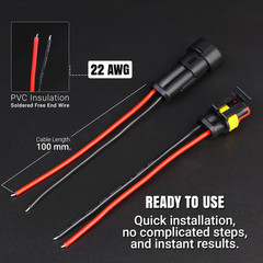 2 Pin Connector 22 AWG – 2 Wire 10 Cm. Waterproof Connectors Automotive Electric