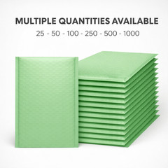 Green Padded Poly Mailers #0 6.5×10 Self Seal Shipping Envelopes