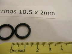 10.5mm ID x 14.5mm OD x 2mm thick O-ring. Buna-70. Quan 5.