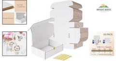 Set of 50 White Corrugated Shipping Boxes for Packing and Mailing Small Items