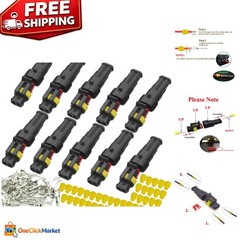 Easy to Install 2 Pin Waterproof Connectors Kit for Automotive and Marine Use