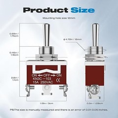 3 Way Toggle Switch, ON-Off-ON 3 Pin 3 Position SPDT Marine DC12V 30A Heavy Duty