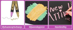 30 Colors Metallic Marker Pens, Dual Tip Acrylic Paint Pens for Scrapbook Black
