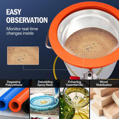 5 Gallon Vacuum Chamber with Tempered Glass Lid,304 Stainless Steel