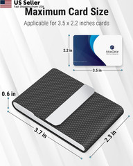 MaxGear Business Card Holder, Slim PU 0.5 x 2.4 x 3.7 inches, Black Carbon