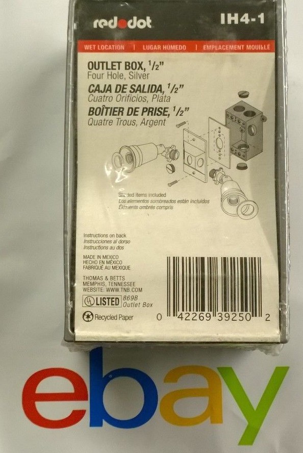 Red Dot IH4-1 1/2″ Silver 4 Hole Device Outlet Electrical Box – Brand New