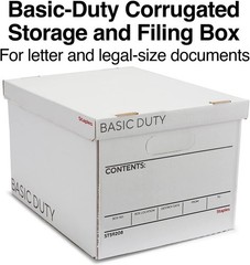 Corrugated File Box Lift Off Lid, Letter/Legal Size, White/Black, 10/Pack