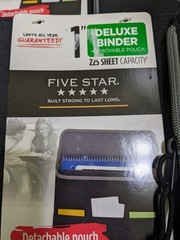 Five Star 1″ DELUXE Binder 225 Sheet Capacity Fabric Folding Black Gray