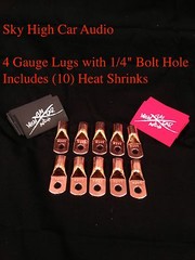 (10) 4 Gauge Copper Ring Terminals 1/4″ RED/BLACK Heat Shrink Tubing LUGS