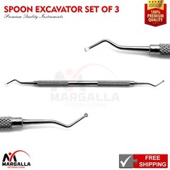 Dental Spoon Excavator Double Ended Set Of 3 Surgical Surgery Instruments CE