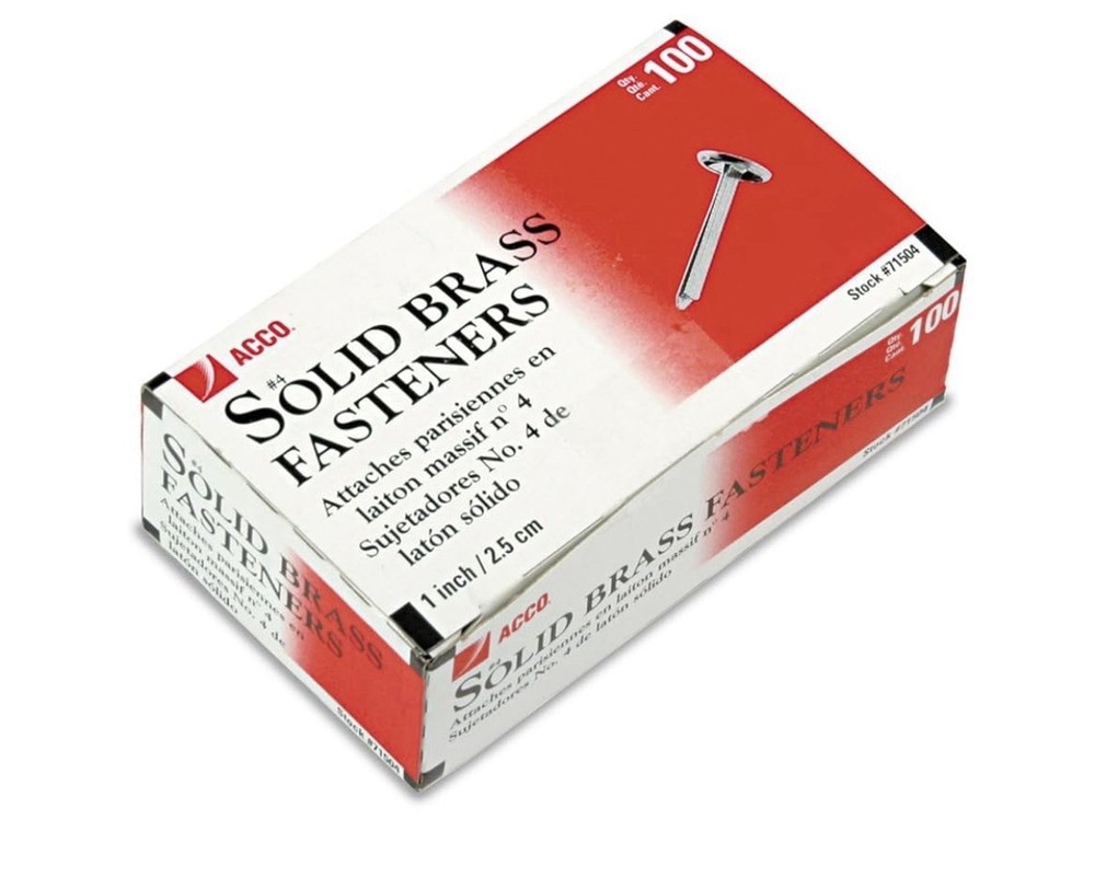 ACCO Brands Solid Brass Paper Fasteners, 1 Inch Capacity, 1 Box