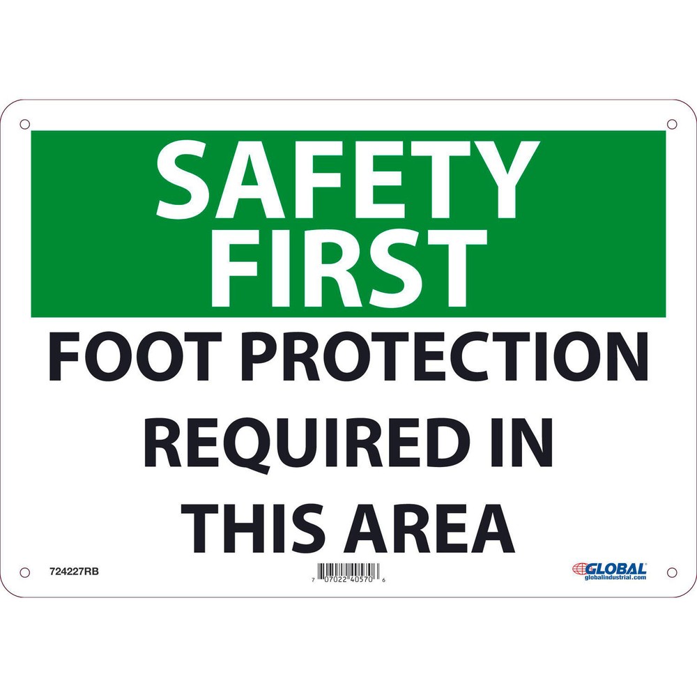 Safety First Foot Protection Required In This Area 10×14 Rigid Plastic