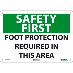 Safety First Foot Protection Required In This Area 10×14 Rigid Plastic