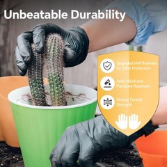 Black Nitrile Disposable Gloves, Medium, 7 Mil, Heavy Duty, 100 Count