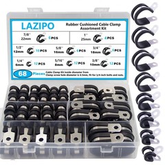 Cable Clamp Assortment Kit, 68~Piece Stainless Steel Pipe Clamps with Case