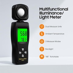 Digital Illuminance Light Meter, 0~200,000 Lux Range with 180º Rotating Sensor L