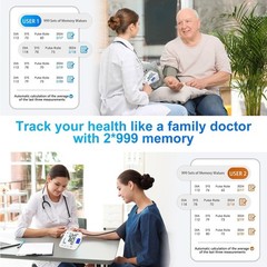 Upper Arm Blood Pressure Monitor Medium To XL Cuff Digital BP Machine 2 User LCD