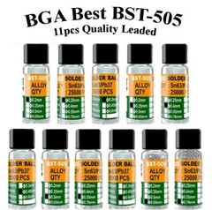11pc Leaded Solder Balls .2 .25 .3 .35 .4 .45 .5 .55 .6 .65 .76 mm BGA Reballing
