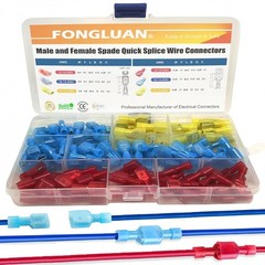 120pcs Male and Female Spade Connectors 24-10 Gauge Nylon Red, Blue, Yellow