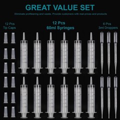12Pack 60Ml Syringe for Liquid – Large Plastic Syringes without Needle for Jello