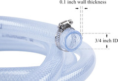 Flexible PVC Tubing Braided Clear 3/4 Inch ID 10 Feet High Pressure Water Fuel