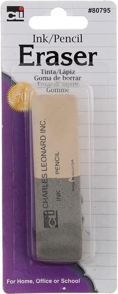 2 Sided Ink and Pencil Eraser, Gray/White (80795)