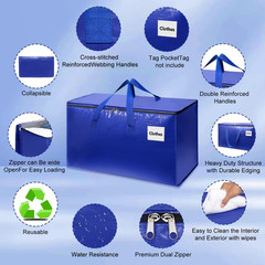 4 Pack XL Heavy Duty Moving Bags with Reinforced Stitching & Smooth Dual Zippers