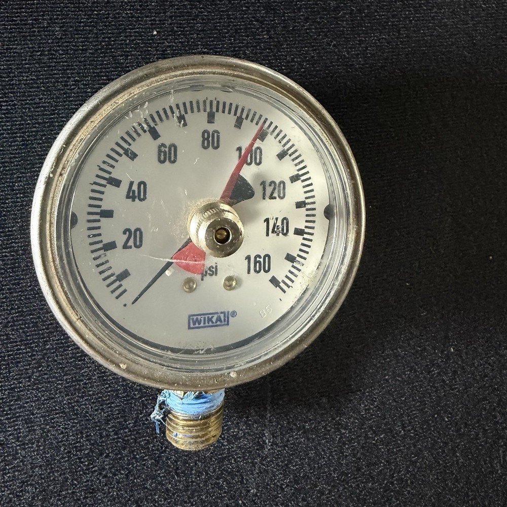 WIKA 0-160 PSI Stainless Steel Pressure Gauge Max Pointer Used PSE&G Calibration