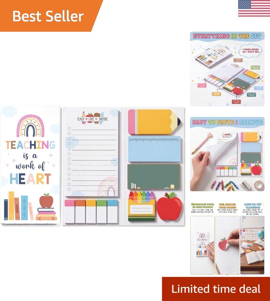 Rainbow Boho Teacher Sticky Notes Set – 440 Count of Inspirational Memo Pads