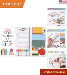 Rainbow Boho Teacher Sticky Notes Set – 440 Count of Inspirational Memo Pads