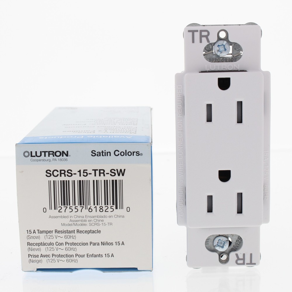 Lutron Snow Duplex Tamper Resistant Receptacle NEMA 5-15R 15A 120V SCRS-15-TR-SW