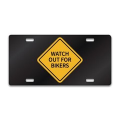 WATCH OUT FOR BIKERS FUNNY Chrome or Black Acrylic License Plate CUSTOM LP0192