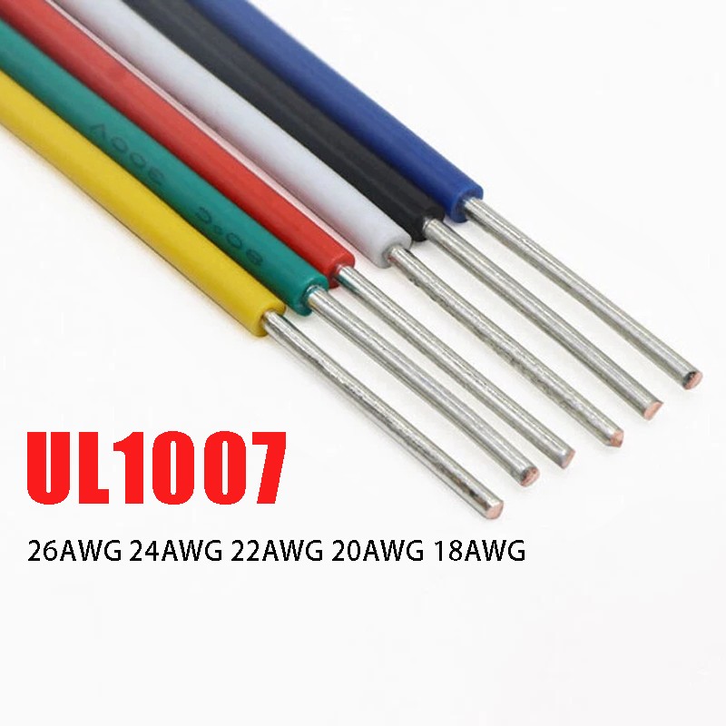 UL1007 Single Core Single Strand Cable 18AWG~26AWG Tinned Copper Electronic Wire