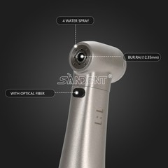 Dental 1:1 Fiber Optic LED Contra Angle Handpiece 4 Spray Push Button fit NSK