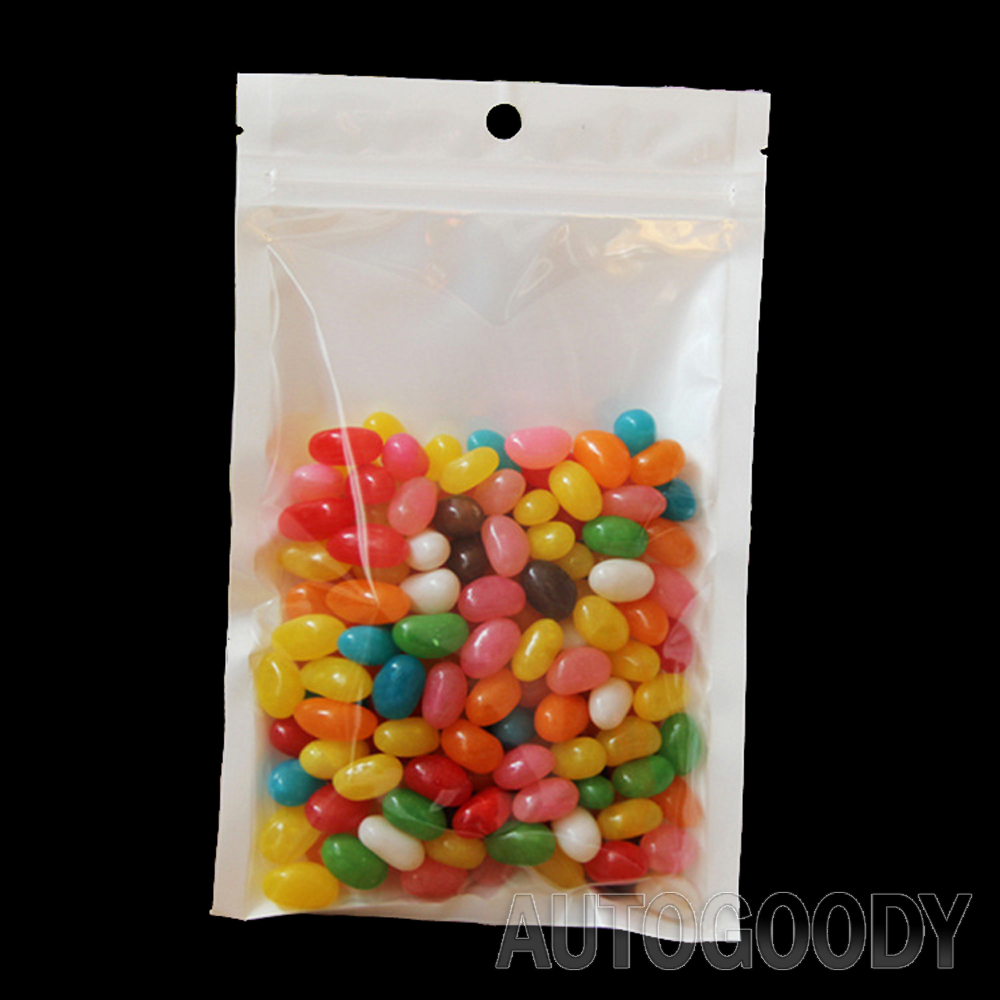 100 Zip Zipper Lock Bags Clear Plastic White Back 4.25″ x 7.5″ Seal Reclosable