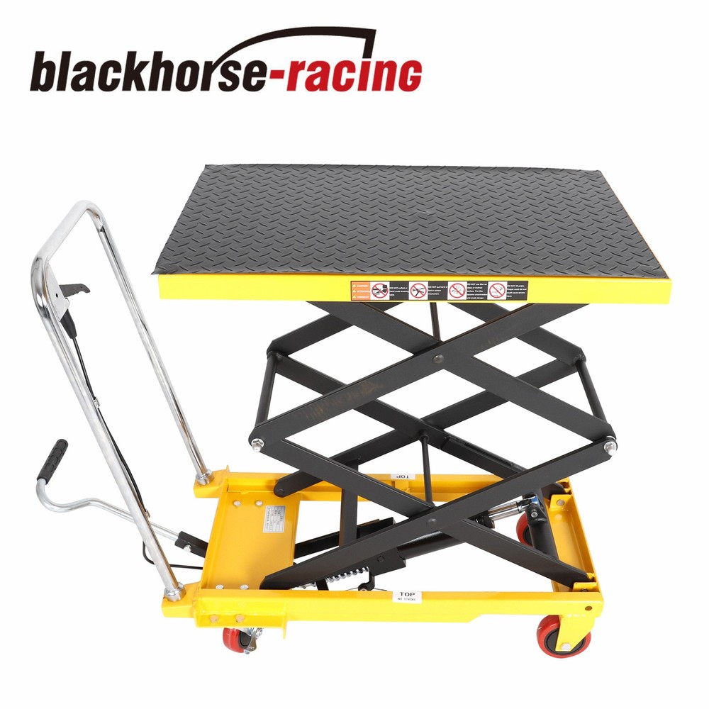 330 lbs Hydraulic Lift Table Cart Manual Double Scissor Lift Table 50″