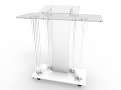 Returned Item Acrylic Wood MDF Podium W Casters Church Lectern School Pulpit