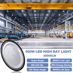 500W 10 Pack UFO LED High Bay Light Industrial Factory Warehouse Shop Commercial